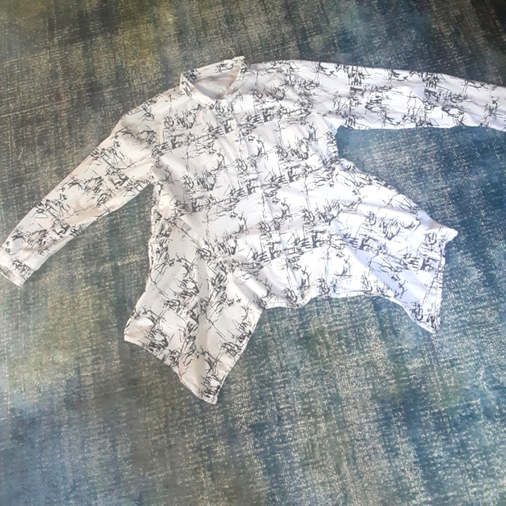 Snapdragon & Twig "Napkin" Blouse, Button Front, Waist Pockets, 100% Cotton